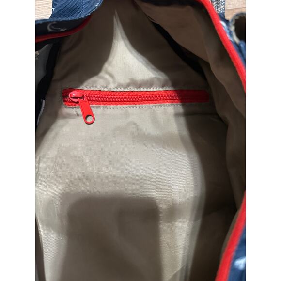 Kavu Rope Crossbody Bag shoulder Sling. Fish Themed. blue with red zippers. - Picture 5 of 10